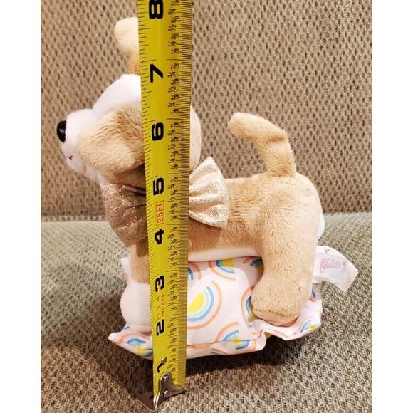 Glitter Girls Battat 5 Inch Brown White Dog Stuffed Animal Plush Toy On Pillow - Picture 9 of 11